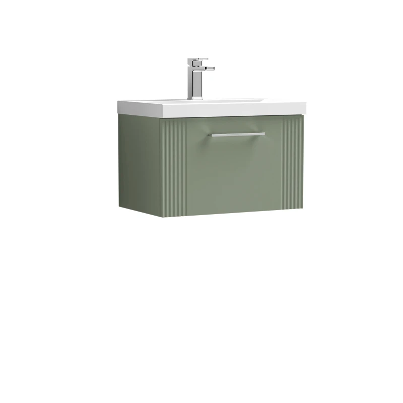 Image of Balterley 1 Drawer Wall Hung Vanity Unit with MidEdge Basin Green 600mm Green