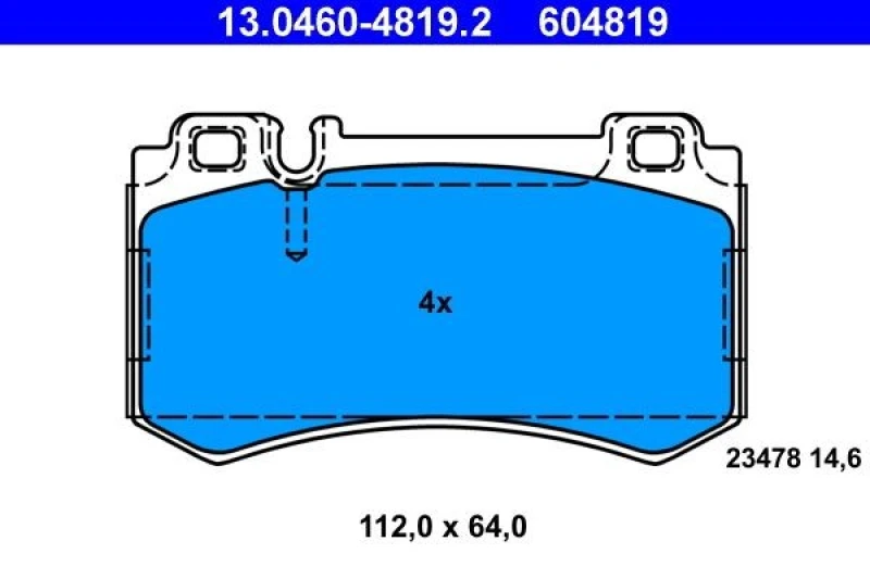 Image of ATE 13.0460-4819.2 Brake pad set excl. wear warning contact Brake Pad Set,disc brake (402)