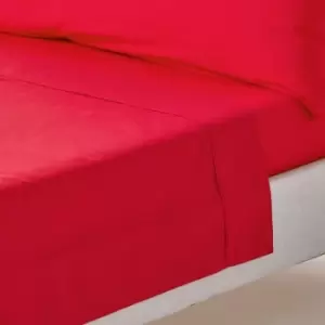 Image of Red Egyptian Cotton Flat Sheet 200 Thread Count, King - Red - Red - Homescapes