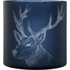 image of Blue Finish Large Candle Holder Tealight Holder With Stag Pattern Holders For Bedroom Living Room And Hallways 29 x 29 x 29 - Premier Housewares