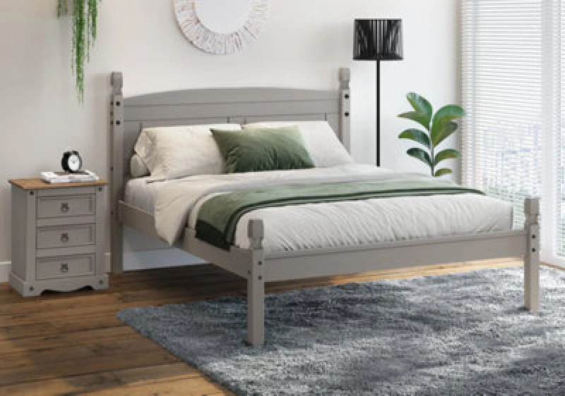 Image of MERCERS FURNITURE Corona Grey Wax 4'6' Low End Bed Frame 5060335868923