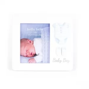 Image of Hello Baby Frame Suit & Booties Design 'Baby Boy' 3" x 4"