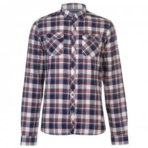 image of Firetrap Blackseal Herringbone Check Shirt - Red/White