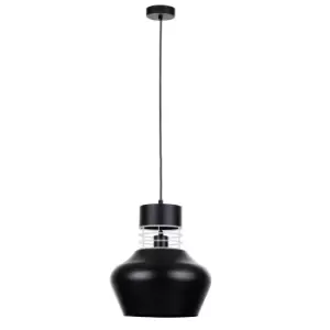 image of Moyo Dome Pendant Ceiling Light Matt Black, 29cm, 1x E27