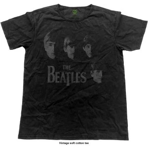 image of The Beatles - Vintage Faces Unisex Large T-Shirt - Black