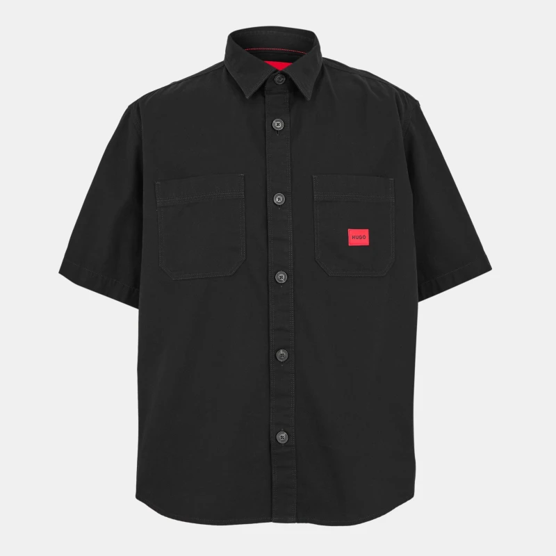 Image of Hugo Mens Eratino Short Sleeve Shirt Black male S