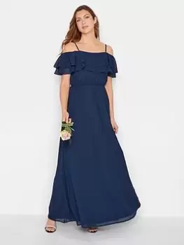 Image of Long Tall Sally Ruffle Maxi Dress - Navy, Blue, Size 12, Women