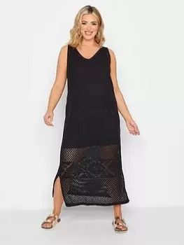 Image of Yours Yours Knitted Crochet Dress Black, Size 18-20, Women