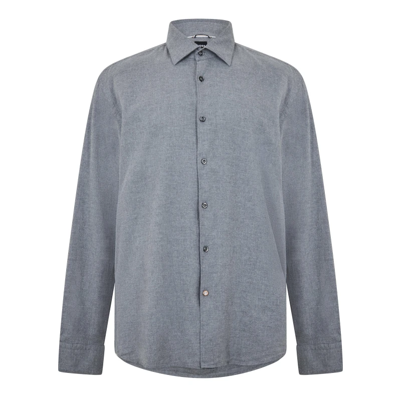 Image of Boss Mens C Hal Kent Long Sleeve Oxford Shirt Grey male 17.75 inch