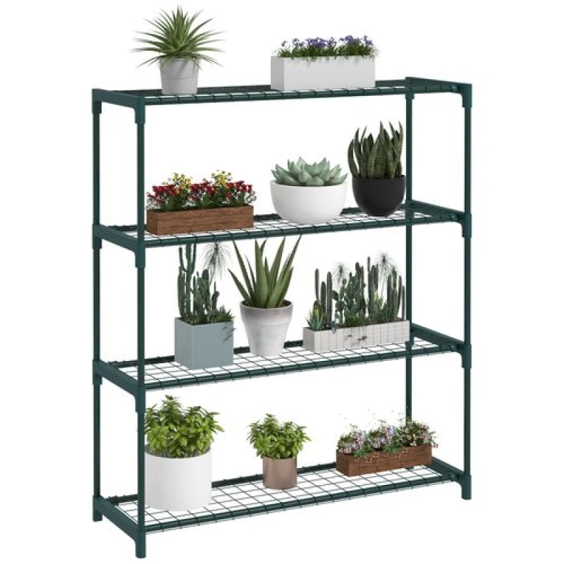 Image of Outsunny Plant Stand - 4-Tier Planter Holder Flower Display Rack - Dark Green TJ Hughes 5061025010653