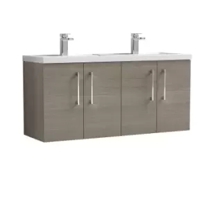 Image of Nuie Arno 1200mm Wall Hung 4 Door Vanity & Double Polymarble Basin Solace Oak