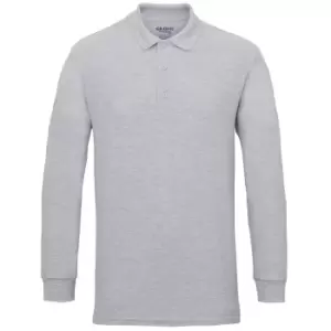 image of Gildan Mens Long Sleeve Double Pique Cotton Polo Shirt (S) (Sport Grey)