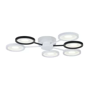 Image of Modern Aprilia Integrated LED Black and White Multi Arm Ceiling Lamp