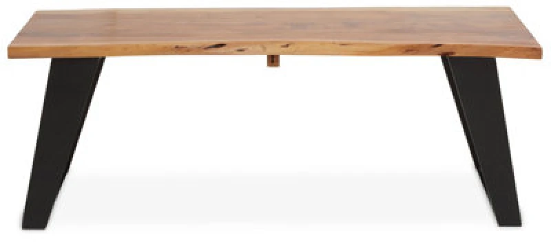 Image of Orsina Acacia Wood And Looped Iron Base Coffee Table, Modern Scandinavian Coffee Table For Living Room, Wood Table