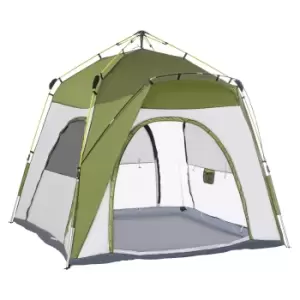 image of Outsunny 4 Person Automatic Camping Tent, Outdoor Pop Up Tent, Portable Backpacking Dome Shelter, Green