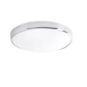 Image of Kao LED Bathroom Flush Ceiling Light Chrome, White IP44