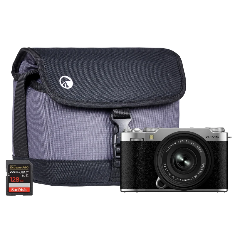 Image of Fujifilm X-M5 Mirrorless Digital Camera - Silver - Camera + XC 15-45mm