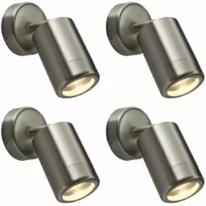 image of Loops - 4 pack Adjustable IP65 Wall Spotlight - 7W LED GU10 - Brushed Stainless Steel