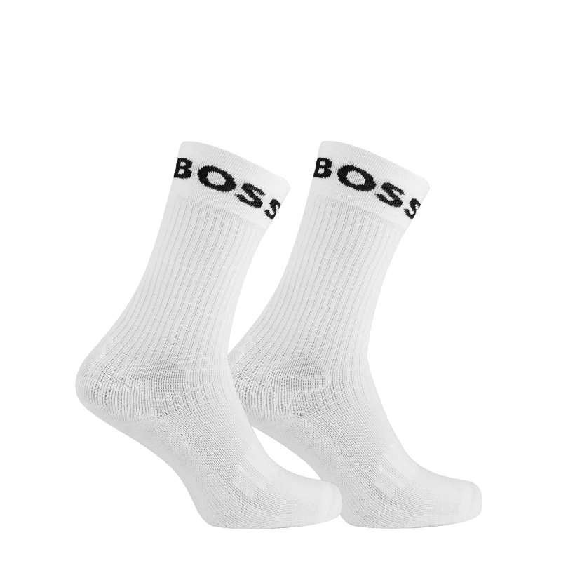 Image of Boss 2 Pack Sport Crew Socks Mens - White White 6 - 12 Months