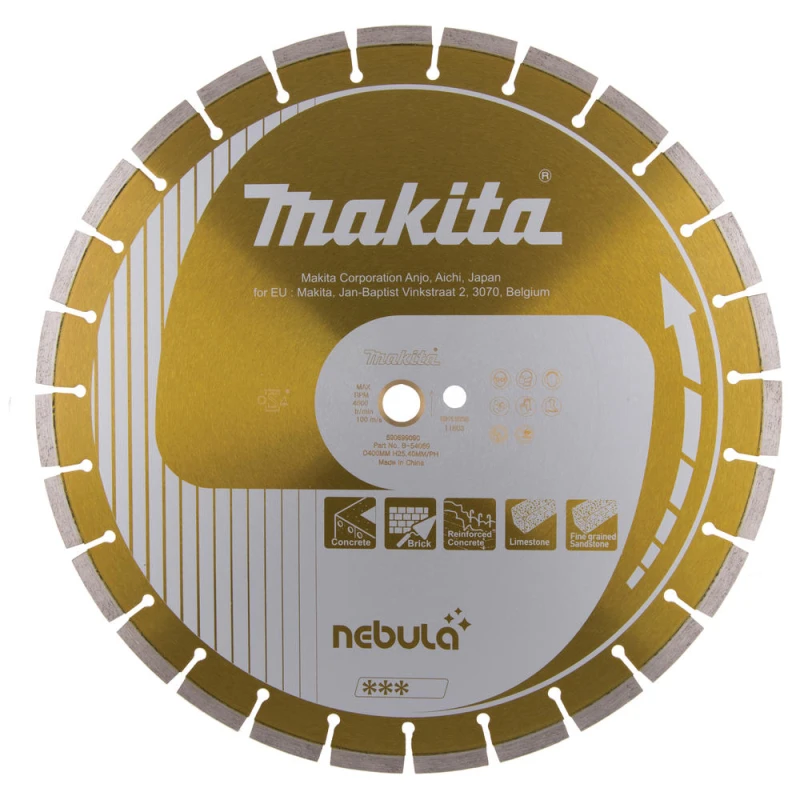 Image of Makita Nebula Wet & Dry Diamond Wheel Cutting Disc 400mm 3mm Pack of 1 B-54069
