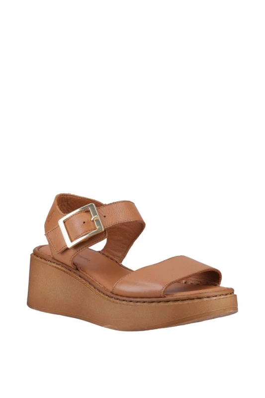 Image of Hush Puppies Womens Beatrix Wedge Sandal in Tan Size: 7 Tan Female 7