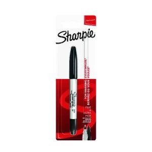 Image of Sharpie Permanent Markers Twin Tip Blister Black Pack of 12 S0811100