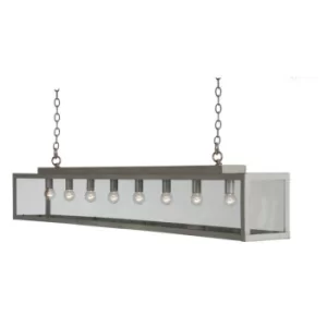 Image of Zenia 8 Light Straight Bar Pendant Ceiling Light Gray