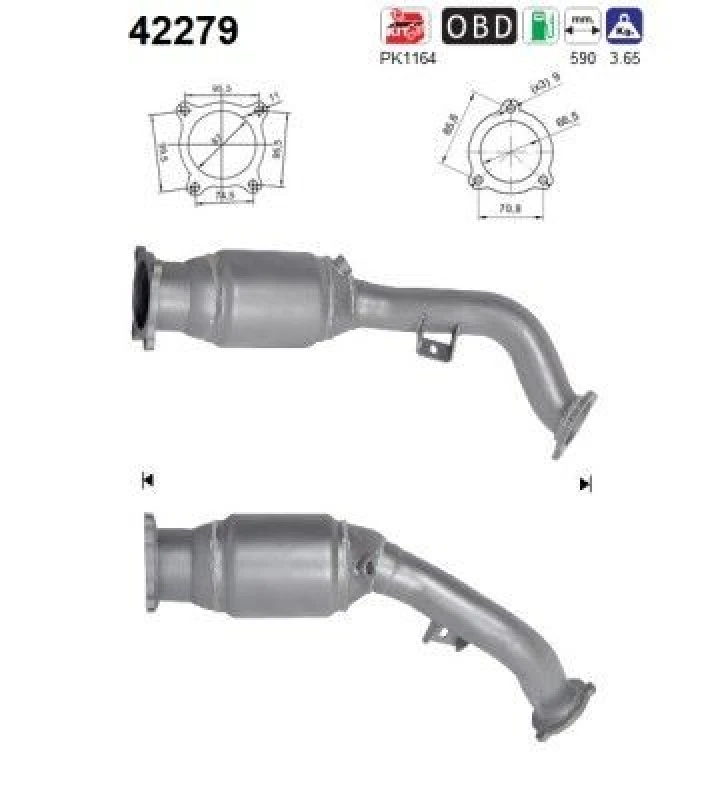 Image of AS Catalytic converter AS 42279