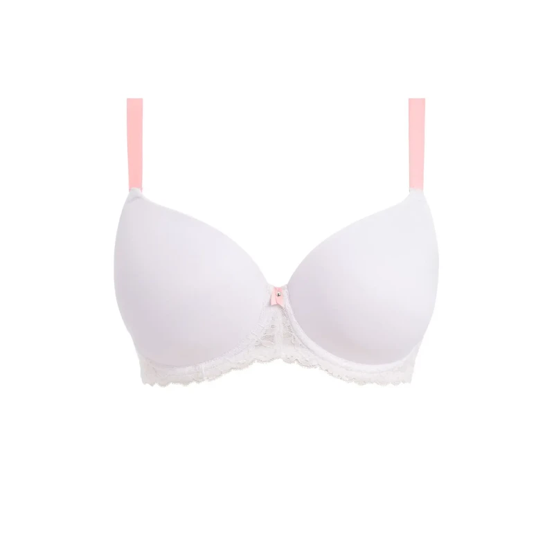 Image of Freya Womens Offbeat Moulded Demi T-Shirt Bra in White Size: 36E White Female 36E
