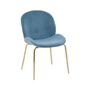 Image of Interiors by PH Premier Housewares Dining Chair Light Blue Velvet Gold Finish Metal