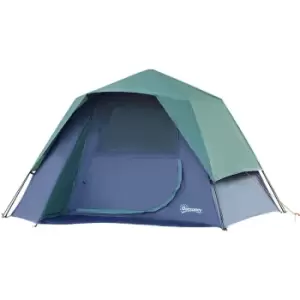 image of Outsunny Family Pop-Up Camping Tent W/ Removable Waterproof Rainfly, Storage Bag - Green