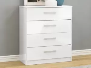 Image of Birlea Lynx White High Gloss 4 Drawer Chest of Drawers