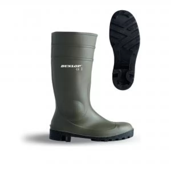Image of Dunlop Protective Footwear Protomaster Full Safety PVC Wellington Green Size 5