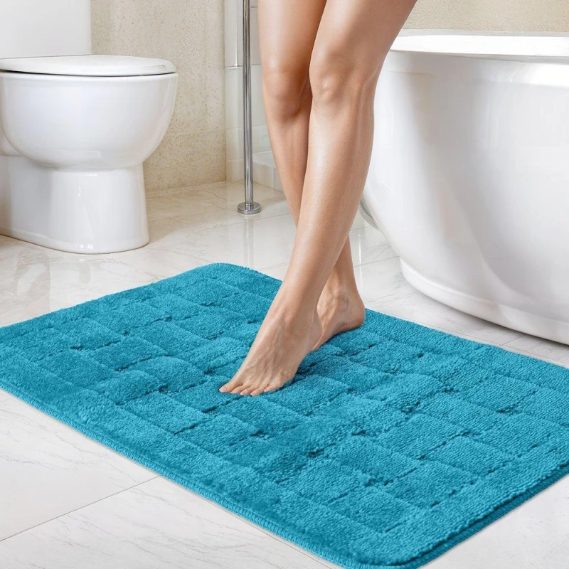Image of EMMA BARCLAY Orkney Non-Slip Bath Mat Pedestal Set Aqua, 50 x 80/50 x 40cm - Emma Barclay 12401376