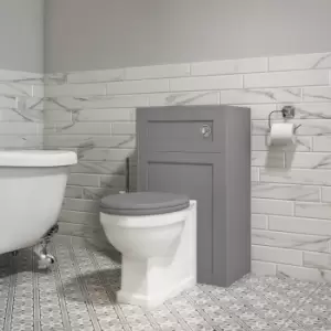 Image of Grey Soft Close Wood Toilet Seat - Baxenden