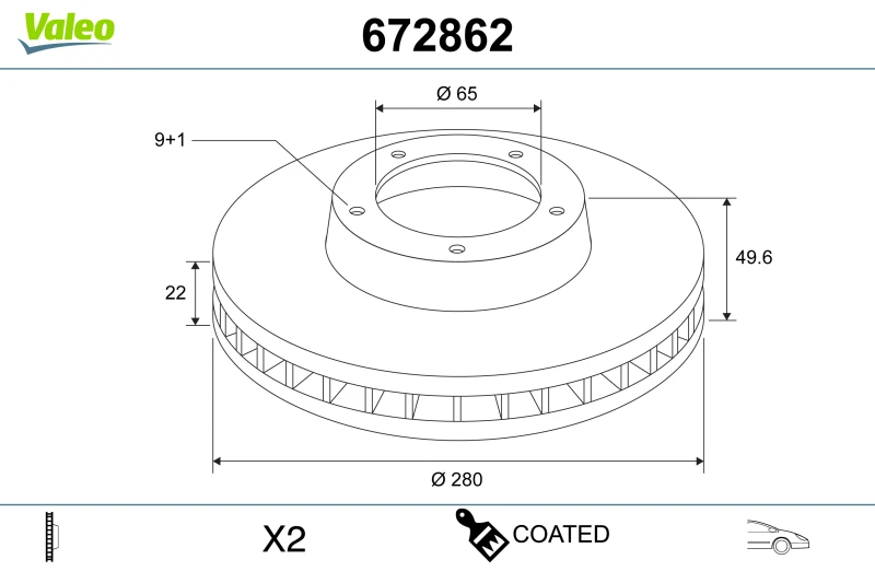 Image of Brake disc VALEO 672862