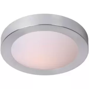 Image of Lucide FRESH - Flush Ceiling Light Bathroom - Ø27cm - 1xE27 - IP44 - Satin Chrome