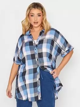 Image of Yours Short Sleeve Check Shirt - Black, Size 18, Women