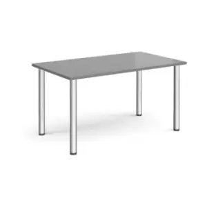 image of Rectangular chrome radial leg meeting table 1400mm x 800mm - onyx grey