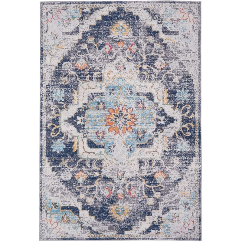 Image of THE RUGS Marrakech Multicolour Distressed Large Area Rug & Runner Living Room 470 Size: 120cm x 170cm Multicolor Unisex 120cm x 170 cm