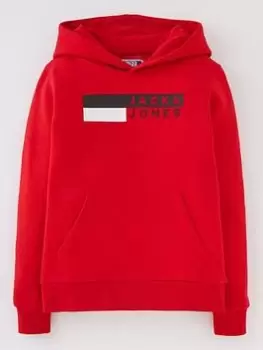 image of Jack & Jones Junior Boys Corp Logo Play 4 Sweat Hoodie - Red, Size 14 Years