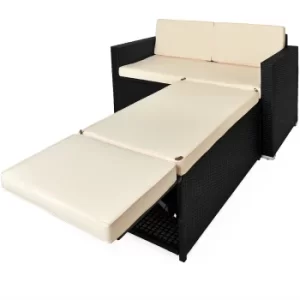 Image of Poly Rattan Sofa Set 2 Seater Ottoman with Storage