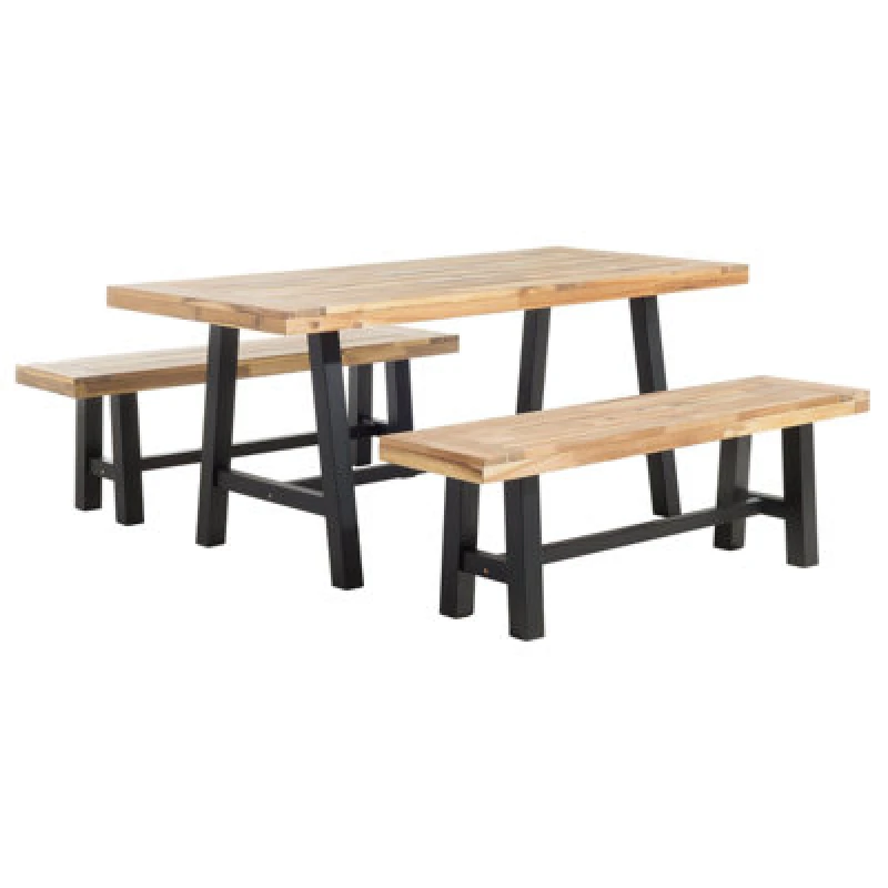 Image of Beliani Garden Dining Set 6 Seater Scania Acacia Wood Black