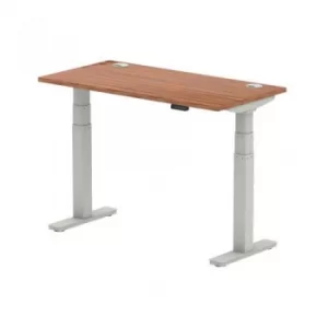 Image of Air 1200/600 Walnut Height Adjustable Desk with Cable Ports with Silver Legs