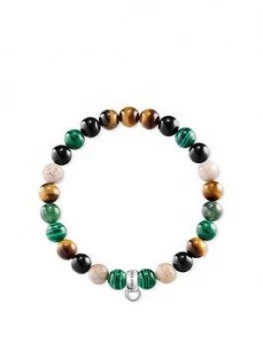 Image of Thomas Sabo Semi Precious Bead Green Mix Stretch Charm Bracelet, One Colour, Women