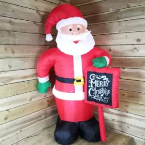 image of Snowtime Indoor Outdoor LED 180cm Inflatable Santa With Merry Christmas Sign