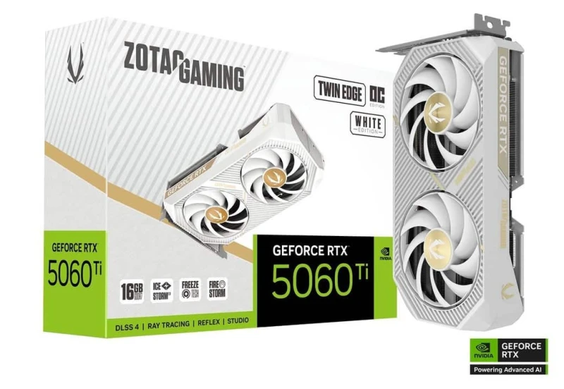 Image of Zotac GeForce RTX 5060 Ti Twin Edge OC White 16GB Graphics Card - ZT-B50620Q-10M