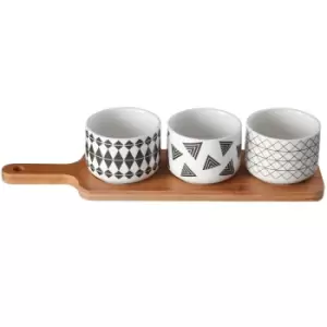 Image of Premier Housewares Patterned Round Dishes with Soiree Serving Board - Set of 3