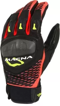 image of Macna Siroc Motorcycle Gloves, black-red-yellow, Size S, black-red-yellow, Size S