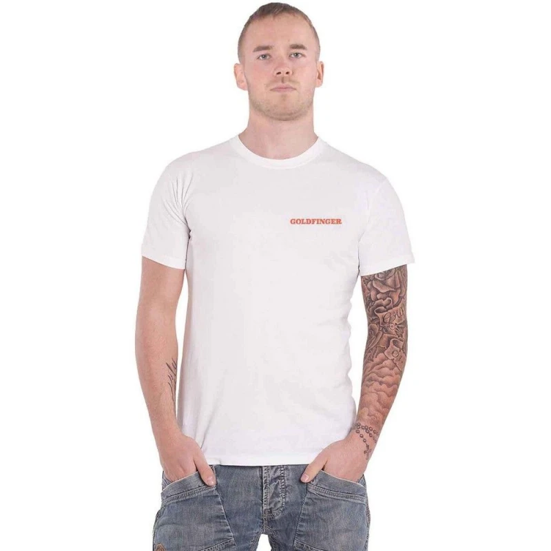 Image of James Bond Goldfinger Profile T-Shirt White male